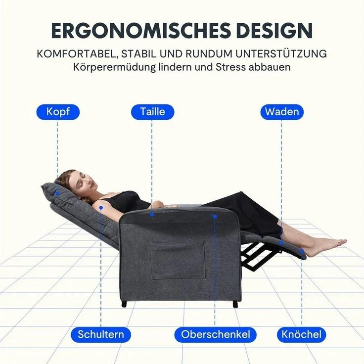 FLEXISPOT Sessel Elektrischer Relaxsessel – Ergonomischer Liegesessel mit Relaxfunktion (leicht zu montieren, kompakt verpackt & einfach zu transportieren), Fernsehsessel, ergonomisch, bis 200 kg belastbar, 105°-155° – Bild 3