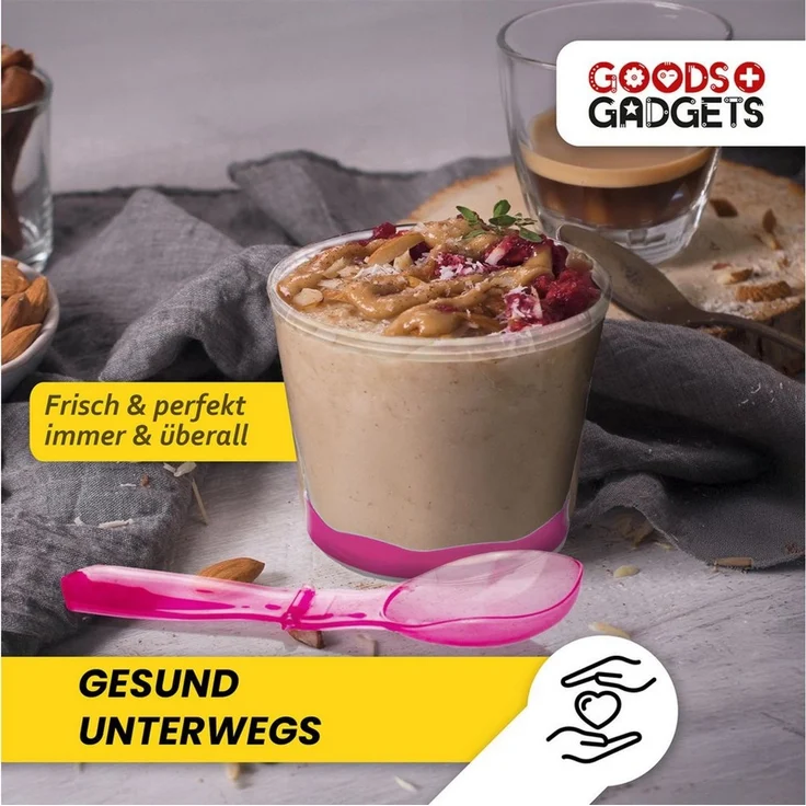 Goods+Gadgets Aufbewahrungsbecher GOODS+GADGETS Müsli To-Go Becher 2in1 mit Kühlfach & Klapp-Löffel, (Milchkühlfach & Klapp-Löffel), Joghurt 2-Go Reise-Becher – Bild 2