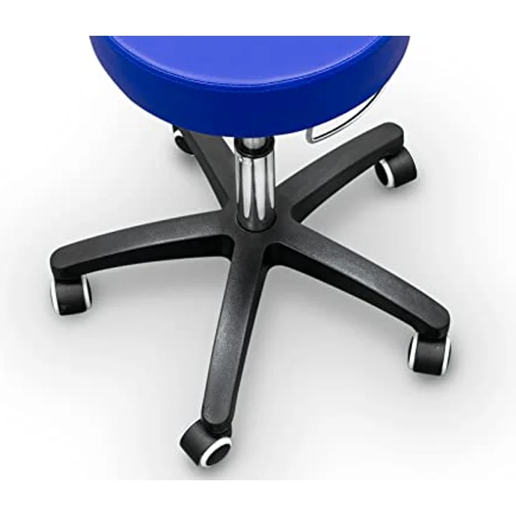 QUIRUMED Hocker mit rollbarem Untergestell und Handtuchhalter, Blaue Farbe, Kunstleder, hochdichte Polsterung, leicht, mit Rollen, höhenverstellbar, bis zu 150 kg – Bild 6