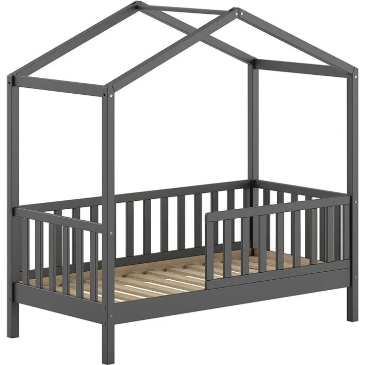 Vipack 'Dallas' Juniorbett, Kiefernholz schwarz, 148 x 75,8 x 150,6 cm