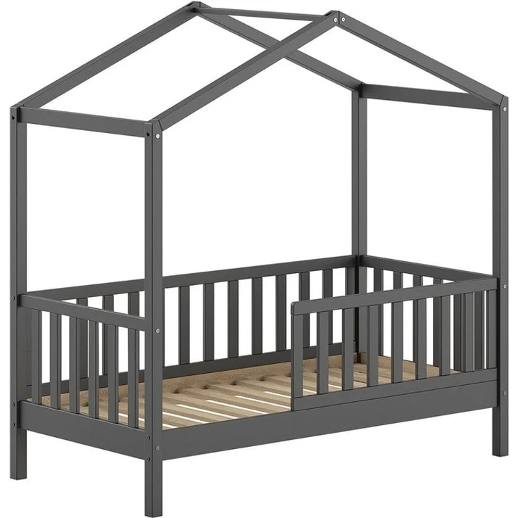 Vipack 'Dallas' Juniorbett, Kiefernholz schwarz, 148 x 75,8 x 150,6 cm