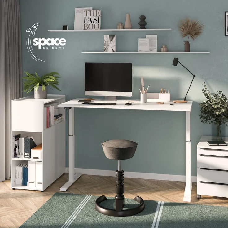 bümö Space Anstellcontainer & Raumteiler in Weiß, Regal Container mit 5 Fächer - Schreibtisch Schrank für Ordner & Akten am Bürotisch - Schreibtischcontainer für Büro & Homeoffice, SPCRT-84 – Bild 3