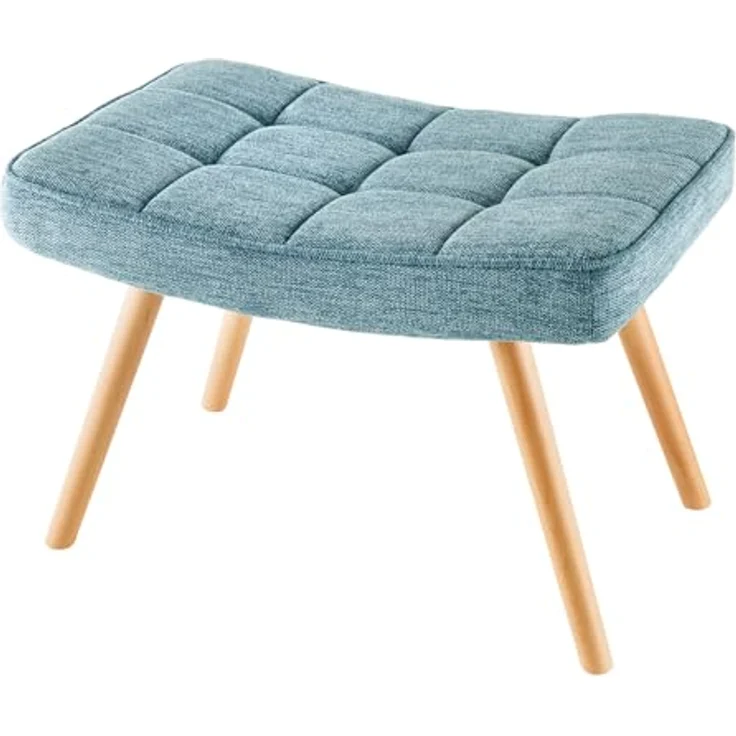 riess-ambiente Fußhocker SCANDINAVIA blau / natur (Einzelartikel, 1 St), Wohnzimmer · Strukturstoff · Massivholz · Scandinavian Design – Bild 2