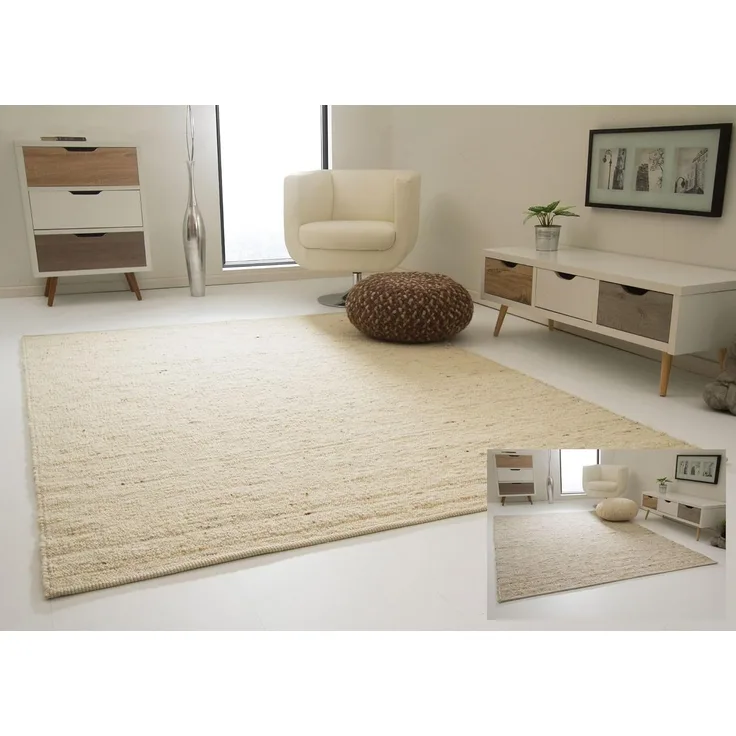 Handweb Teppich Landshut, Farbe: naturhell, Größe: 250x290 cm