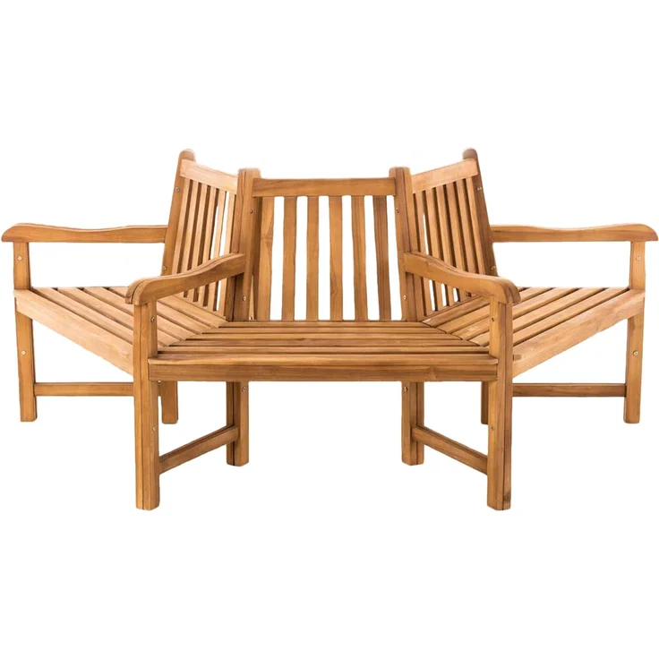 Baumbank HANIM - Holz Teak 200x100x90 cm | Halbrunde Sitzbank Mit Lehne Baumbank Gartenbank Für Baum – Bild 1