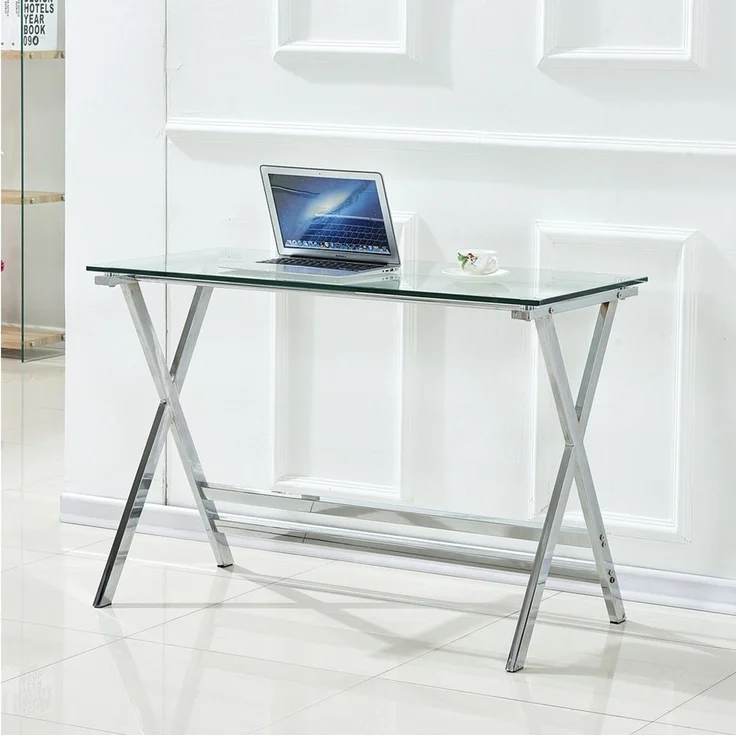 Celya Computertisch Sofatisch aus Glas (Transparente Tischplatte aus gehärtetem Glas, abgerundete Kanten), Ideal für Wohnzimmer, Schlafzimmer, Homeoffice – Bild 4