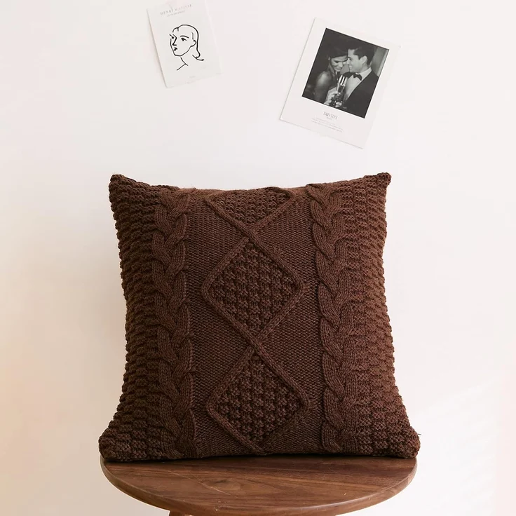 ABC Gestrickter Kissenbezug im Retro-Stil, dunkelgrau – Bild 2