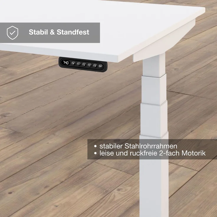 ASSMANN Elektrisch höhenverstellbarer Kinderschreibtisch JUNIOR 120x70cm Eiche Polar Signalweiß Metall Holz – Bild 8