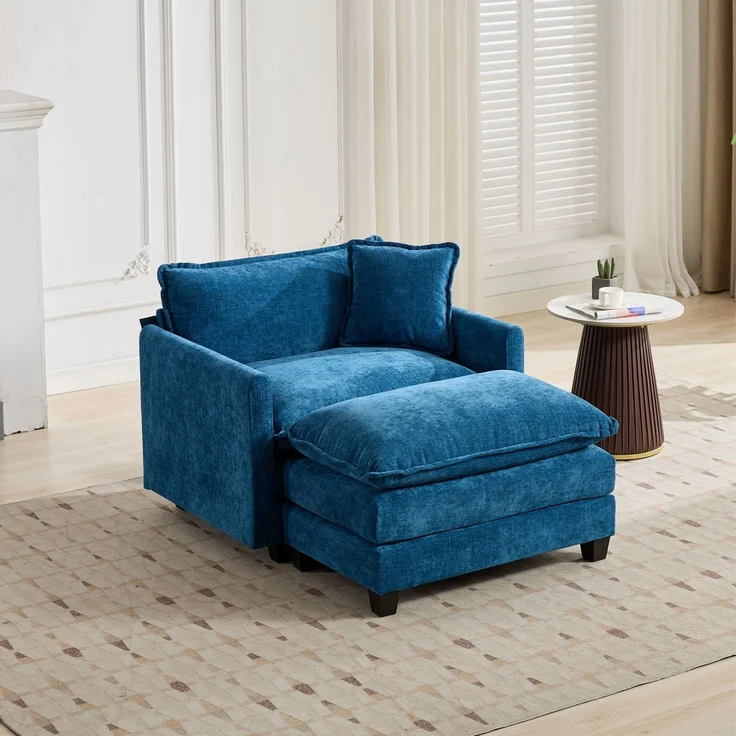 ZUBALIYA Sofa mit LED - Beleuchtung, mit Chenille - Bezug, mit Cordbezug, modular aufgebaut, aus Chenille, für Wohnzimmer und Apartments – Bild 7