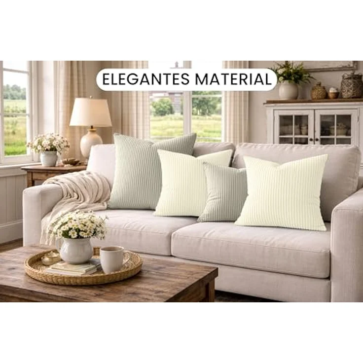 Amilian Dekokissen 4er Set mit Füllung - weiche Sofakissen - 2x 40x40 cm + 2x 35x45 cm, (4 Stück) Kuschelkissen - Couchkissen mit Kissenfüllung - Zierkissen – Bild 7