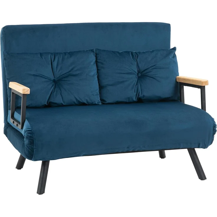 HOMCOM Schlafsofa Polystersofa mit Verstellbarer Rückenlehne und Rückenkissen, Polstersofa 1 Teile, mit Verstellbarer Rückenlehne, Blau, 102 x 73 x 81 cm