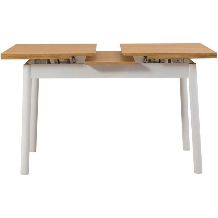 Calicosy Ausziehbarer Tisch von 120 bis 153 cm, Dekor Buche und Weiß - OLIVER - Weiß – Bild 5