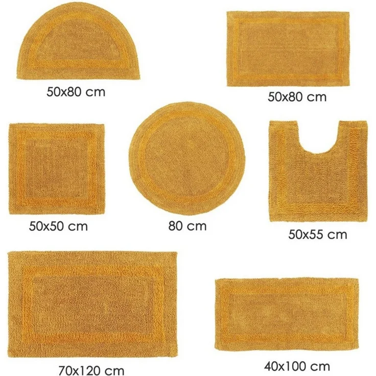 Homescapes Runde Badematte senfgelb, Premium Badvorleger 80 cm, Badteppich Baumwolle mit Wende-Design – Bild 4