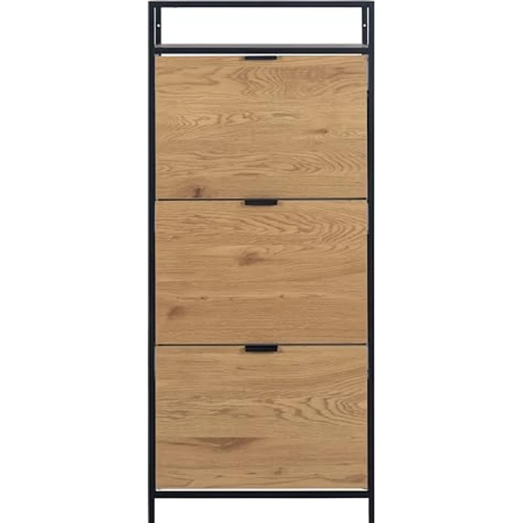 Livetastic Schuhschrank, Schwarz, Wildeiche, 3 Schubladen, 56x129x30 cm, Schuhaufbewahrung für Garderobe – Bild 3