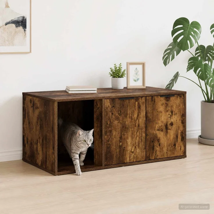 vidaXL Katzenkiste Möbel Räuchereiche 100 x 49 x 45 cm Holzwerkstoff 8014755 – Bild 1