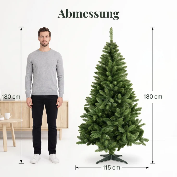 Aurelia Home Künstlicher Weihnachtsbaum 180 cm – PVC-Zweige, 800 Spitzen, Kreuzständer – Bild 6