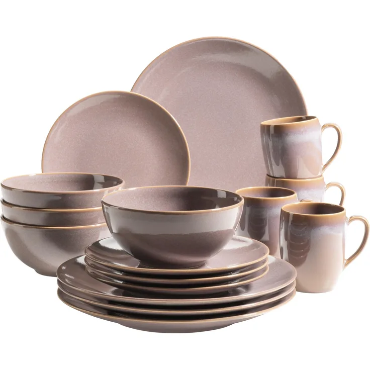 Mäser 931736 Kombiservice Ossia für 4 Personen, Steinzeug, grau (1 Set, 16-teilig)