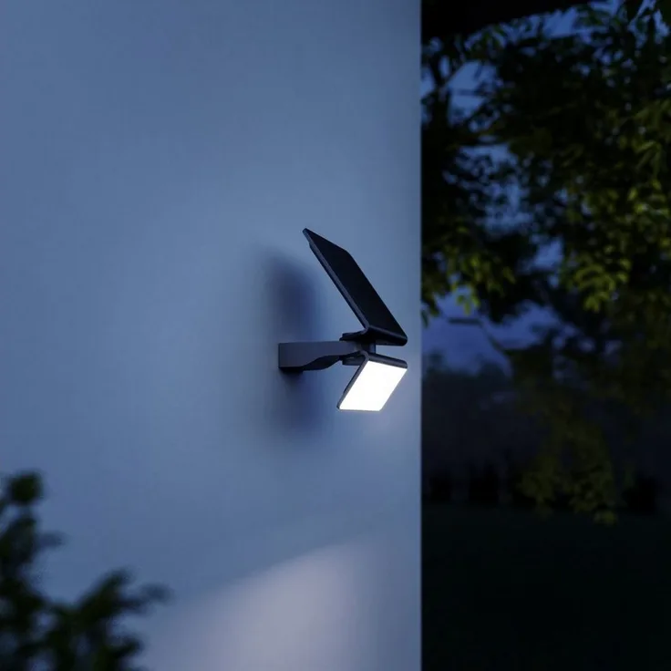 LED-Solarleuchte XSolar L-S silber, 140° Bewegungsmelder, 8 m Reichweite, Außenwandleuchte für Garten, Terrasse