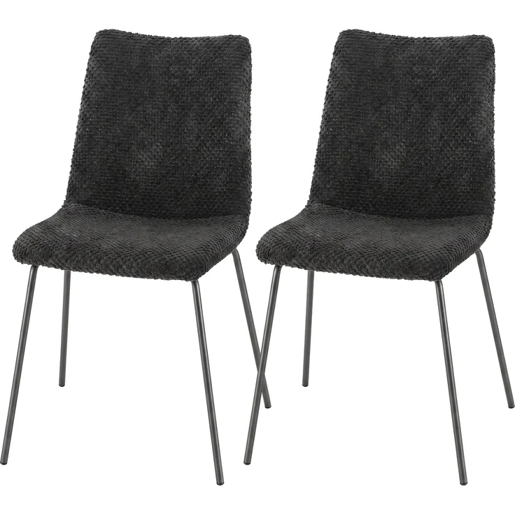MELAYR, Esszimmerstühle 2er-Set, Küchenstühle mit Samtbezug und Metallbeinen, Dunkelgrau, 57 x 45 x 89 cm – Bild 2