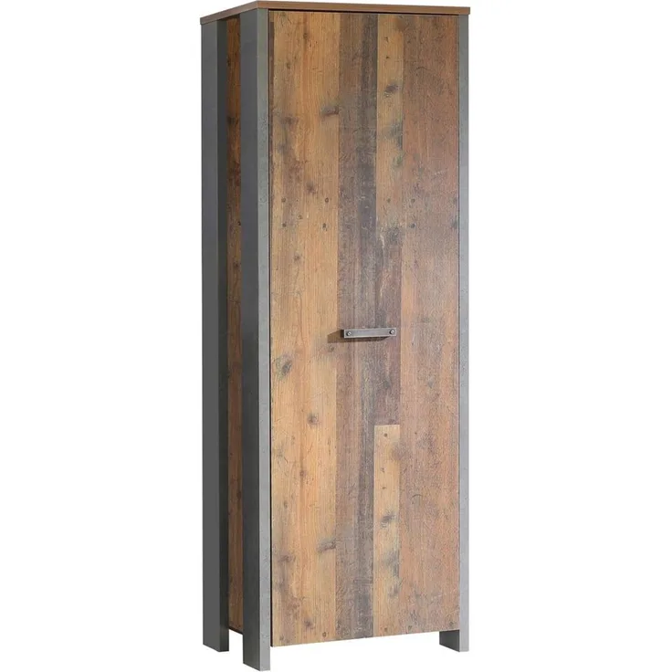 FORTE Clif Kleiderschrank, Holzwerkstoff, Grau/Braun, 67 x 201,5 x 41,6 cm