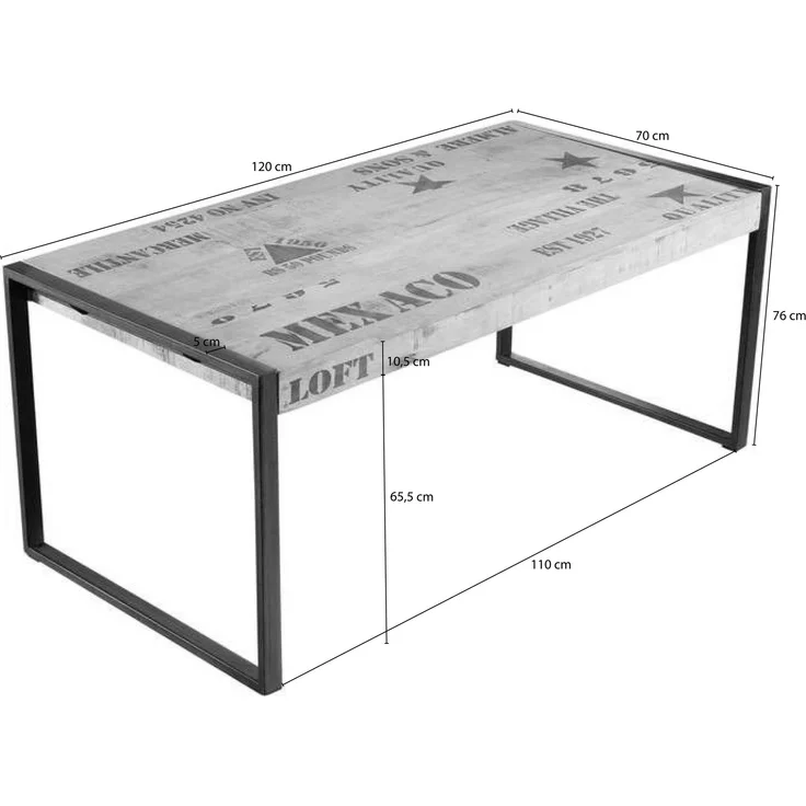 Esstisch Mango 120x70x76 natur bedruckt FACTORY #122 – Bild 5