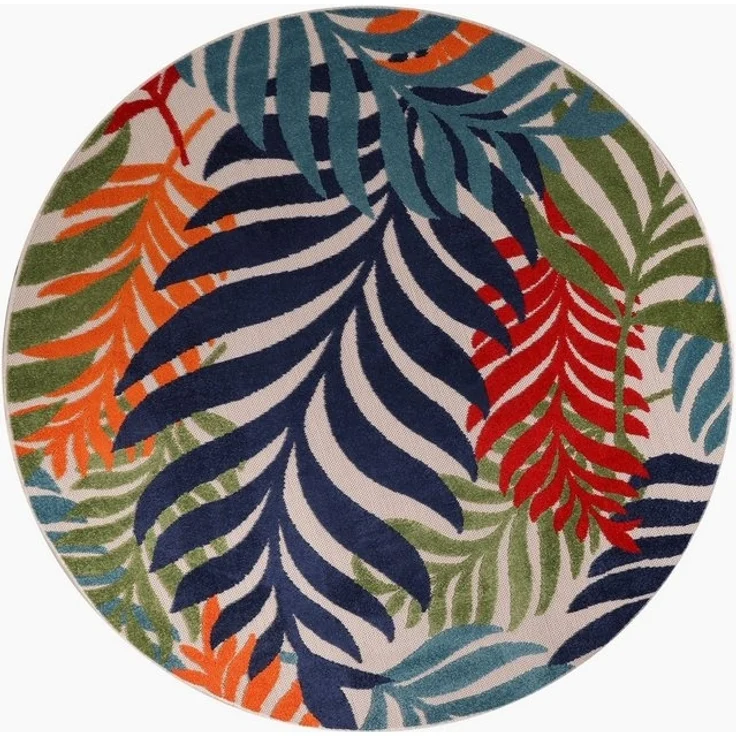 Sanat Teppich Floral Outdoor, rund, Höhe: 6 mm, In- und Outdoor geeignet, florales Design, Balkon, Terasse – Bild 4
