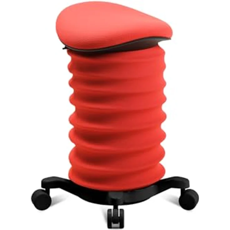 TOPSTAR Sitness 4D mit Rollen - AGR-Zertifiziert Dynamischer Sitzhocker schwarz - coralrot, ergonomischer Bürohocker - höhenverstellbar - stärkt den Rücken - entlastet die Bandscheiben – Bild 2