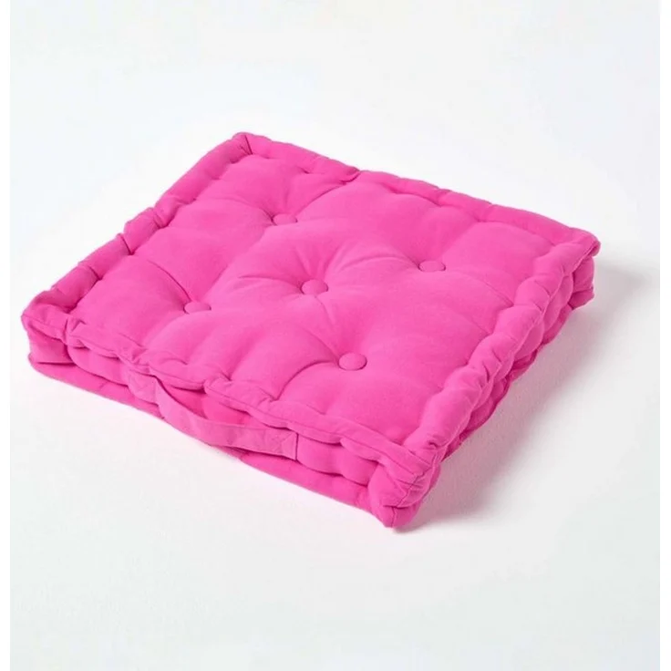 Homescapes Bodenkissen Sitzkissen unifarben pink 40 x 40 cm – Bild 4