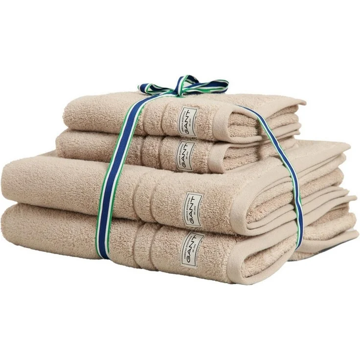 GANT Handtuch/Duschtuch-Set, 4-teilig - PREMIUM TOWEL, Frottee, 50x70 und 70x140 Sand Set – Bild 1