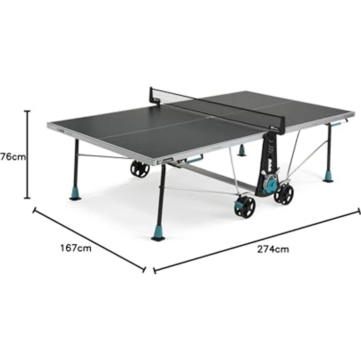 Cornilleau 300X Outdoor Tischtennisplatte, robuste Melaminharzplatte mit höhenverstellbaren Standbeinen, schwarz – Bild 10