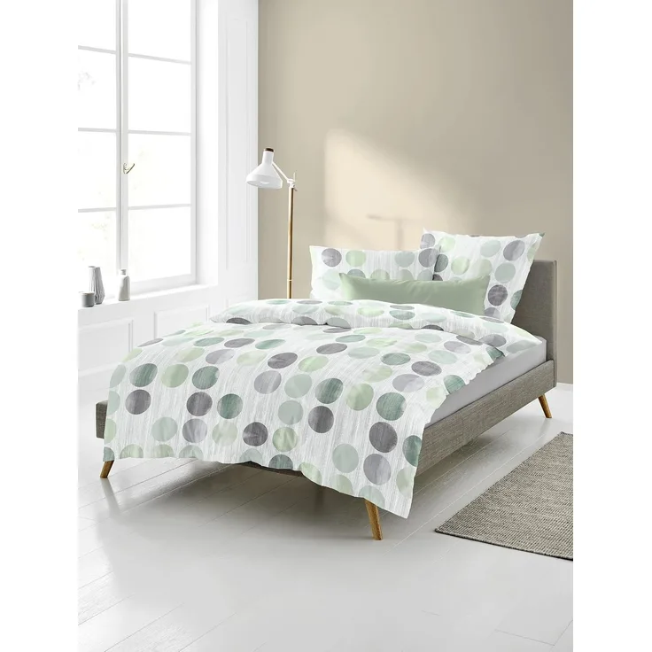 Bettwäsche Bierbaum Biber 4153-30 grün Kreise Dots 155x220