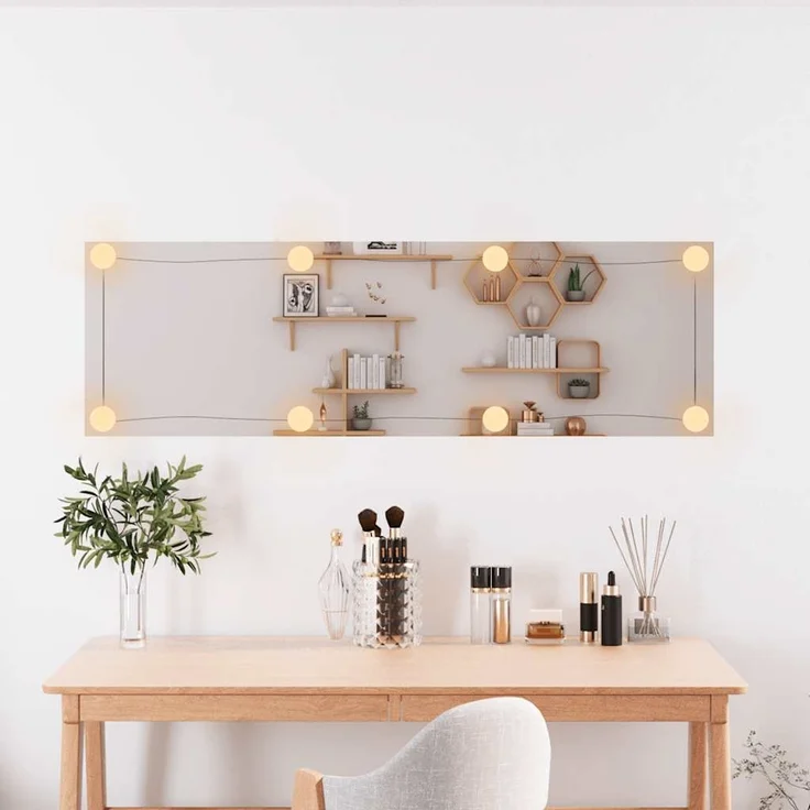 vidaXL Wandspiegel mit LED-Leuchten 30x100 cm Glas Rechteckig 3189151 – Bild 2