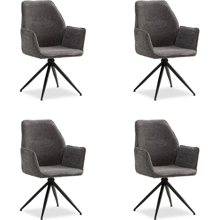 4 Stühle Esszimmer Küchenstühle Chenille Wolle Grau Drehstühle Esszimmerstühle Drehbar Esszimmerstuhl mit Armlehne Dreh Sessel Modern
