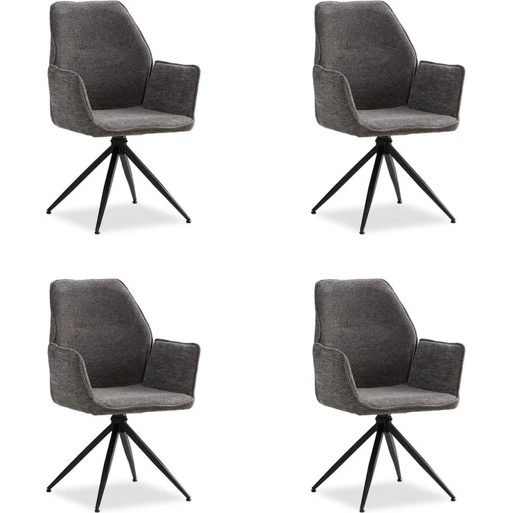 4 Stühle Esszimmer Küchenstühle Chenille Wolle Grau Drehstühle Esszimmerstühle Drehbar Esszimmerstuhl mit Armlehne Dreh Sessel Modern – Bild 1