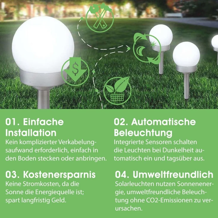 Solarleuchte Garten Solarlampe Kugel 2 x 3er Set Garten Wegeleuchte Außen – Bild 4