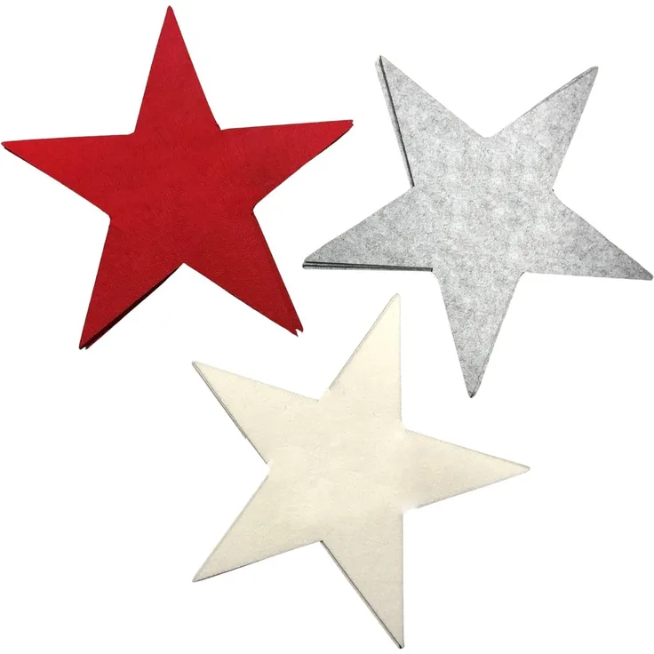 Annastore Platzset 12 x Filzsterne Filzdeko Sterne Weihnachten Filzunterlage Sterne, In DREI Farben
