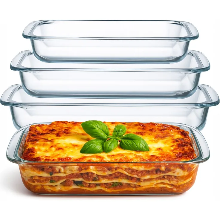 Aviro 3-teiliges Ofenform-Set – rechteckig – 1 l, 1,6 l, 2,2 l – extra starkes Borosilikatglas