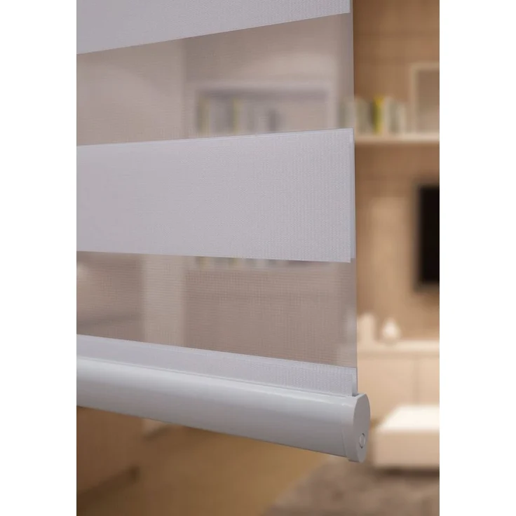 Doppelrollo Doppelrollo Alu-Kassette weiß Höhe 250 cm Sichtschutz Seitenzugrollo, Plisseeonline, Lichtschutz, Deckenmontage, Freihängend, Deckenmontage mit Clips, Robuste Alukassette und hochwertiger Polyesterstoff in weiß – Bild 3