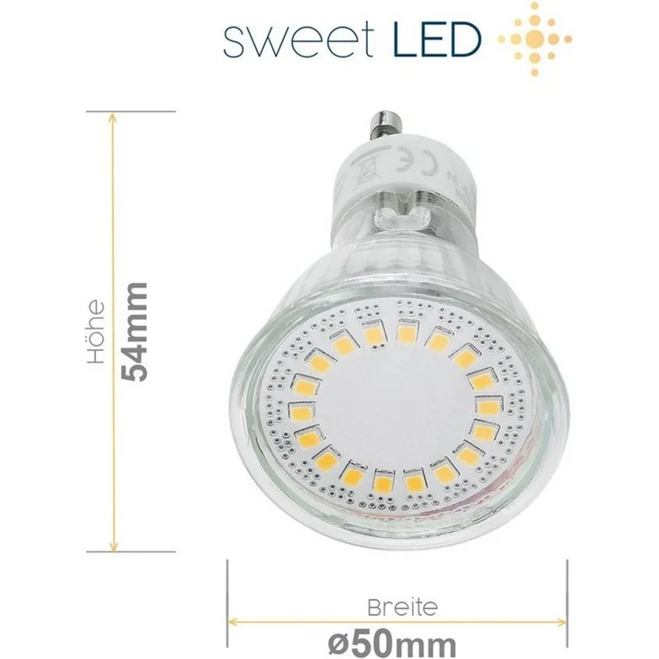 Sweet LED LED Einbaustrahler 12er Set rund schwenkbar chrom gebürstet 230V 5W GU10 LED Deckenspots, LED fest integriert, 6500K - kaltweiß, Deckenstrahler, Einbauleuchten – Bild 3