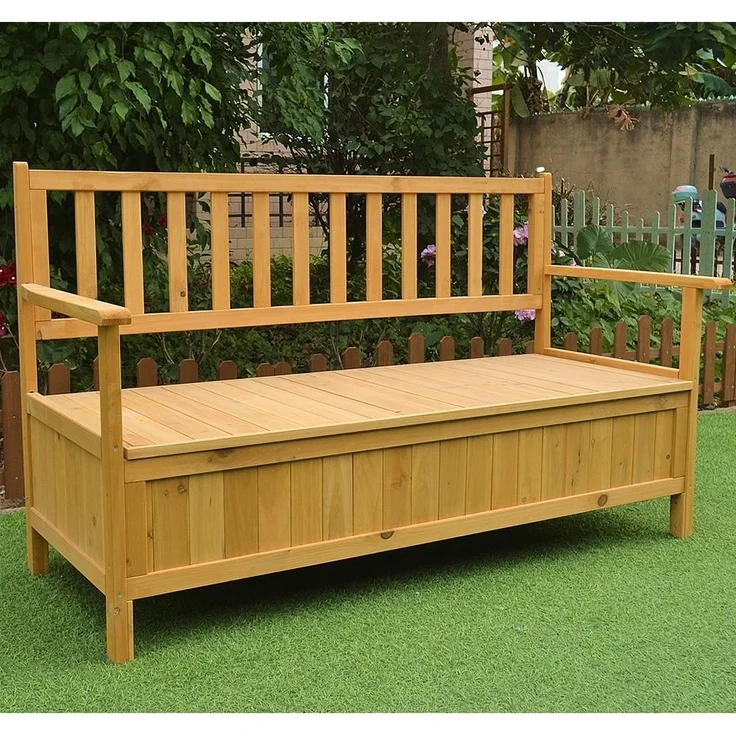 Gartentruhe Sitzbank Braun Holzbox Auflagenkiste Aufbewahrung Terrasse Outdoor – Bild 8
