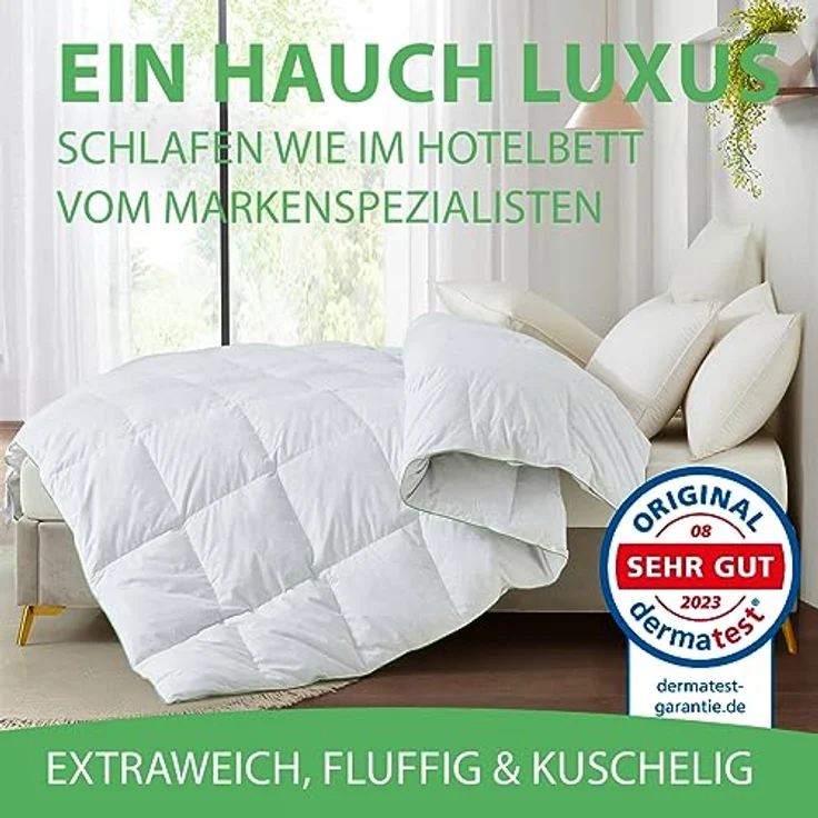 Welldora Komfort Bettdecke 200x200 | 100% Extraweiche Federn & Daunen | Fachärztlich geprüft, Oeko-Tex, Allergiker | RDS Zertifiziert für Tierwohl | Ganzjahres Federbett Daunendecke 200x200 – Bild 8