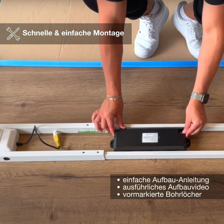 ASSMANN Elektrisch höhenverstellbarer Schreibtisch Y-Line 140x70cm Eiche Polar Signalweiß Metall Holz Melaminoberfläche – Bild 8