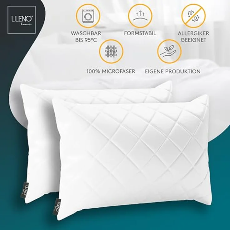 LILENO HOME 2er Set Kissenfüllung 50x70 cm - 95°C waschbares Innenkissen geeignet für Allergiker - Polyester Kisseninlet als Couchkissen, Sofa Kissen, Cocktailkissen und Kopfkissen – Bild 5