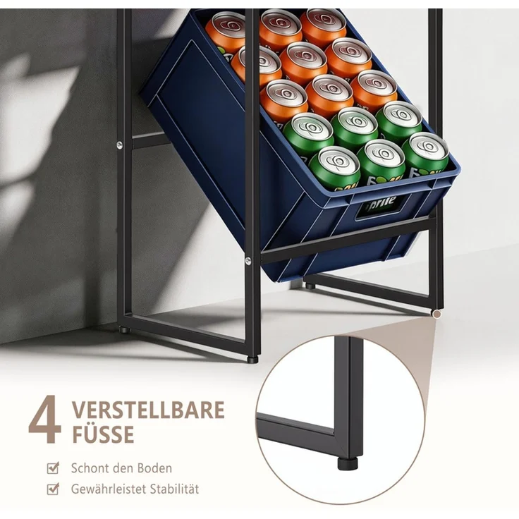 Home Nature Wohnkonzept Getränkekistenregal für 2 Kisten mit Ablage, stehend und schmal, Metall, Schwarz, 116,5x32x47cm – Bild 4