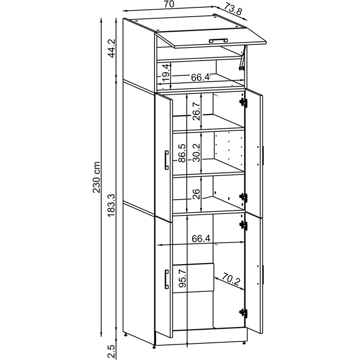 Roomart Waschmaschinenschrank DORA-II- Waschmaschinen- & Trocknerschrank mit Türen & Ausziehbrett – Waschküchenschrank für Waschmaschine & Trockner • Schwarz-Eiche – Bild 8