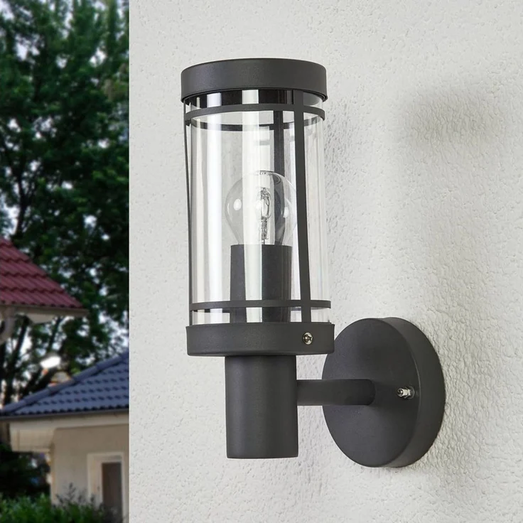 Lindby Außen-Wandleuchte Djori, Edelstahl Alu IP44, 1x15 W LED – Bild 2