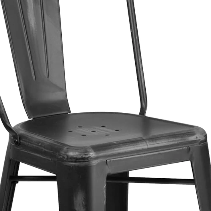 Flash Furniture Blake Commercial Grade 4 Stück 61 cm hoher Hocker aus schwarzem Metall für drinnen und draußen mit Rückenlehne – Bild 10