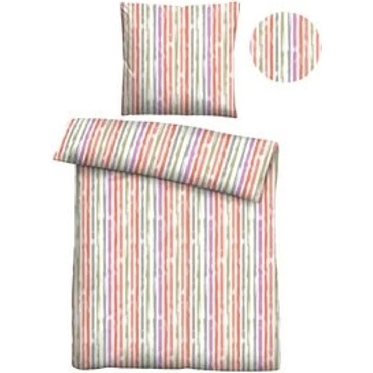 Traumhaft schlafen - Castell - Markenbettwäsche Baumwoll Seersucker Bettwäsche 0020372 LÄNGSSTREIFEN, rot, 1x 135x200 cm + 1x 80x80 cm – Bild 6