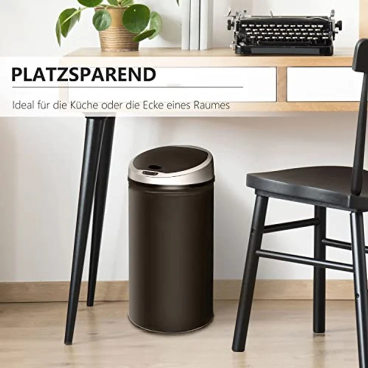 Ribelli Edelstahl Mülleimer 40 Liter - Abfalleimer mit Sensor - automatisches Öffnen und Schließen - Klemmring für Müllbeutel - Abnehmbarer Deckel - mit LED-Funktionsanzeige (schwarz) – Bild 4