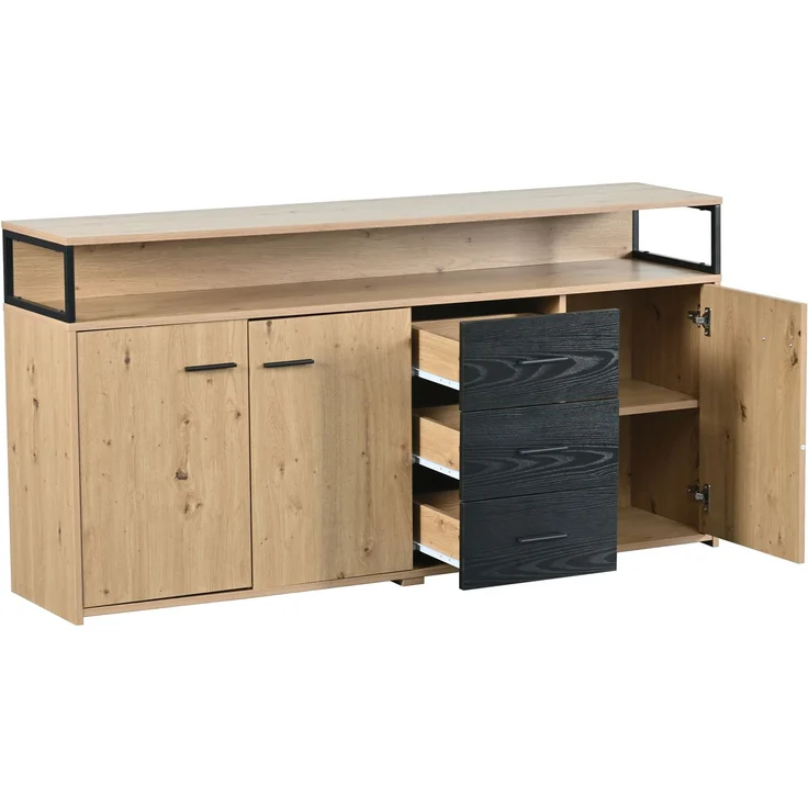 ZUBALIYA Küchenschrank 150x35x75,9 cm, aus Spanplatte, Schwarzbraun – Bild 18